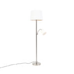Classic floor lamp steel with white shade and reading lamp - Retro