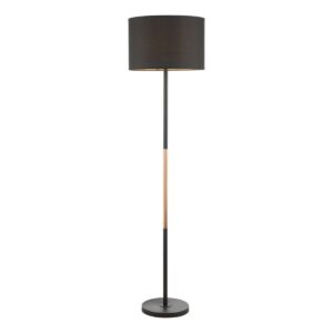 Dar Wisebuys Kelso Floor Lamp In Matt Black And Polished Copper Finish
