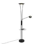 Floor lamp black with reading arm incl. LED and USB port - Seville