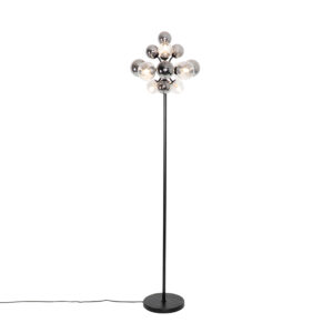 Floor lamp black with smoke and clear glass 8 lights - Bonnie
