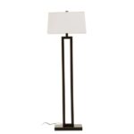 Leora White Fabric Shade Floor Lamp In Black Cut-out Stand
