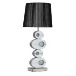Melissa Table Lamp In Black With Mirrored Base In Silver Shade