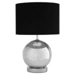 Naomic Black Fabric Shade Table Lamp With Chrome Metal Base