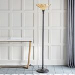 Pearl Tiffany Glass Uplighter Floor Lamp In Bronze
