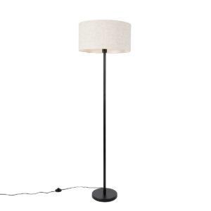 Floor lamp black with shade light gray 50 cm - Simplo