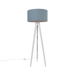 Floor lamp tripod white with shade light blue 50 cm - Tripod Classic