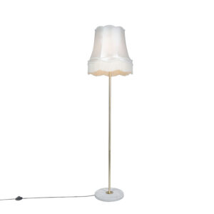 Retro floor lamp brass with Granny shade cream 45 cm - Kaso