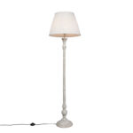Country floor lamp gray with white pleated shade - Classico