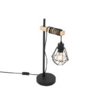 Country table lamp black with wood - Chon