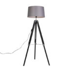 Floor Lamp Black with 45cm Dark Grey Shade - Tripod