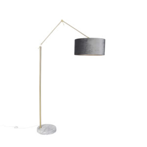 Modern floor lamp gold velvet shade gray 50 cm - Editor