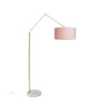 Modern floor lamp gold velvet shade pink 50 cm - Editor