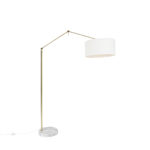 Modern floor lamp gold with shade white 50 cm adjustable - Editor