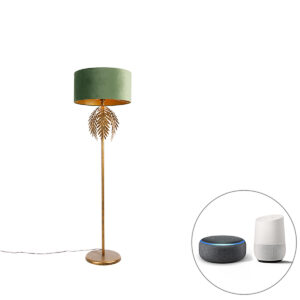Smart floor lamp gold with green shade incl. Wifi A60 - Botanica
