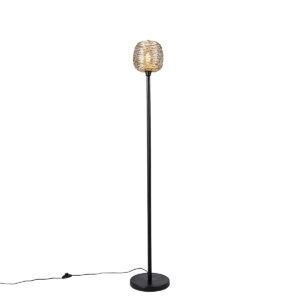 Design floor lamp black with gold 20 cm - Sarella