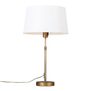 Table lamp bronze with shade white 35 cm adjustable - Parte