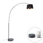 Smart arc lamp black with gold incl. Wifi A60 - Arc Basic