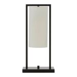 Anzio White Linen Shade Table Lamp With Black Metal Frame