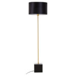 Moroni Black Linen Shade Floor Lamp With Black Marble Base