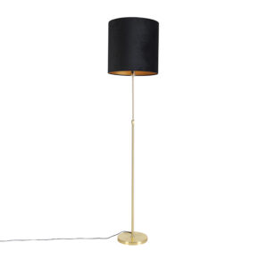 Floor lamp gold / brass with velor shade black 40/40 cm - Parte