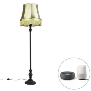 Smart floor lamp black with Granny shade green incl. WiFi A60 - Classico
