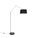 Modern floor lamp steel linen shade black 45 cm - Editor