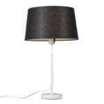 Table lamp white with shade black 35 cm adjustable - Parte