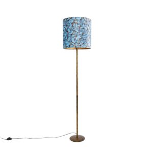 Botanical floor lamp gold with butterfly design shade 40 cm - Simplo