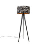 Floor lamp tripod black with shade zebra 50 cm - Tripod Classic
