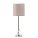 Guelph Light Taupe Faux Silk Shade Table Lamp With Crystal Base