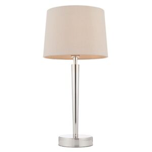 Syon USB Mink Fabric Table Lamp In Bright Nickel