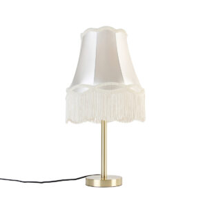 Classic table lamp brass with granny shade cream 30 cm - Simplo