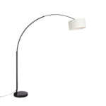 Modern arc lamp black with boucle shade white 50 cm - XXL