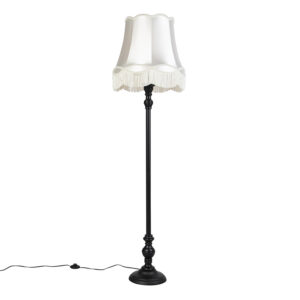 Floor Lamp Black with Cream Granny Shade - Classico