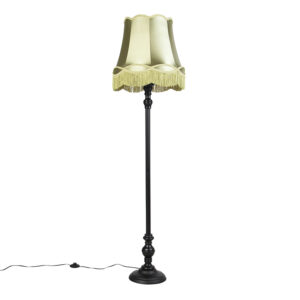 Floor Lamp Black with Green Granny Shade - Classico