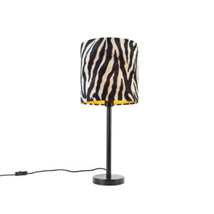Modern table lamp black with shade zebra 25 cm - Simplo
