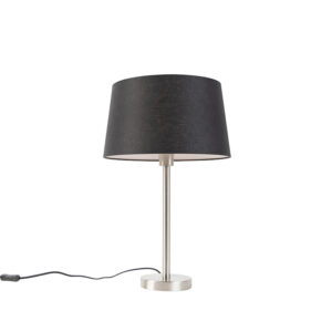 Modern table lamp steel with black shade 35 cm - Simplo