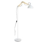 Blairon White Metal Floor Lamp With Adjustable Wooden Arm