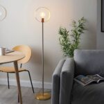 Holmdel Metal Floor Lamp In Brushed Nickel And Copper Brass
