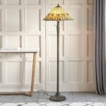 Justin Tiffany Glass Floor Lamp In Black And Multicolour
