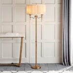 Stanford Floor Lamp In Antique Brass With Beige Shade
