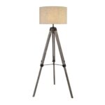 Tripod Wood Floor Lamp With Cream Linen Shade