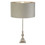 Whitby Light Grey Velvet Shade Table Lamp In Chrome