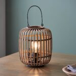 Murray Natural Bamboo Wood Table Lamp In Matt Black