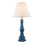 Lenoir White 25cm Shade Resin Table Lamp In Marlin Blue