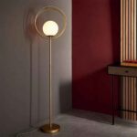 Edinboro Metal Floor Lamp In Brushed Gold