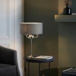 Hixson Charcoal Fabric Table Lamp With Bright Nickel Base