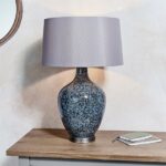 Ilsa Mink Faux Silk Cylinder Shade Table Lamp In Black