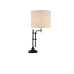 Munich Natural Linen Shade Table Lamp In Matt Black