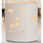 Allegan Porcelain Ginkgo Design Table Lamp In White